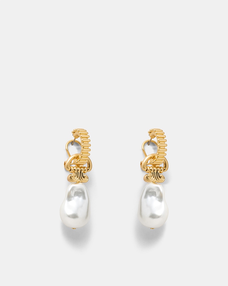 Goddess Pearl Hoop Earrings