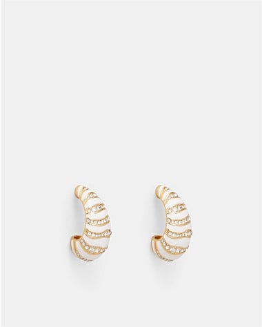 Chi Chi Jaguar Pave Enamel Hoop Earrings