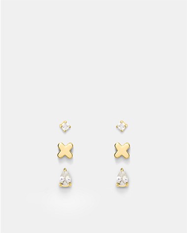 Cubic Zirconia Stud Earrings Set