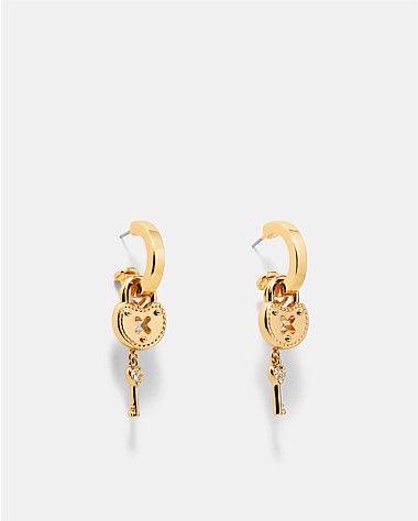 Lockette Charm Hoop Earrings