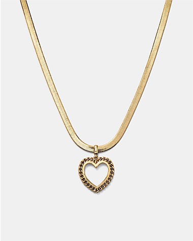 Chained Heart Choker Necklace