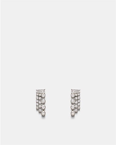 Crystalline Mini Fringe Stud Earrings