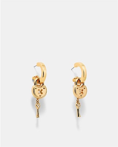 Lockette Charm Hoop Earrings