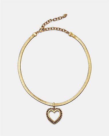 Chained Heart Choker Necklace