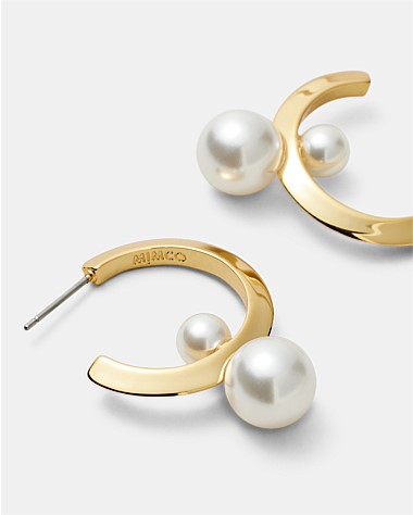 The Edge Pearl Hoop Earrings