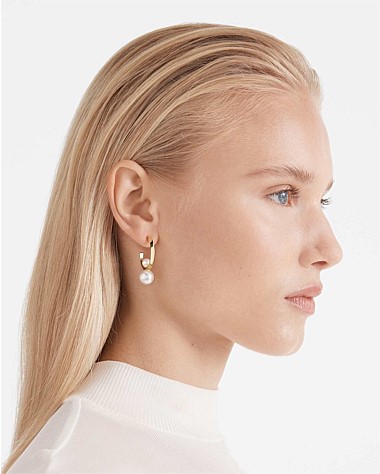 The Edge Pearl Hoop Earrings