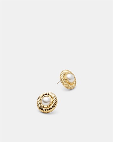 Spiralling Pearl Stud Earrings