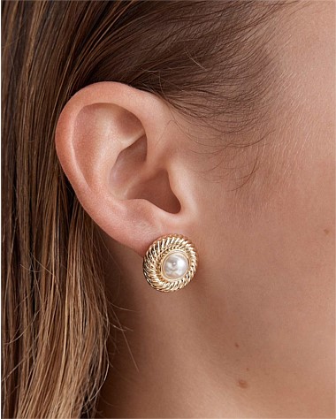 Spiralling Pearl Stud Earrings