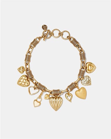 Paris Heart Charm Statement Necklace