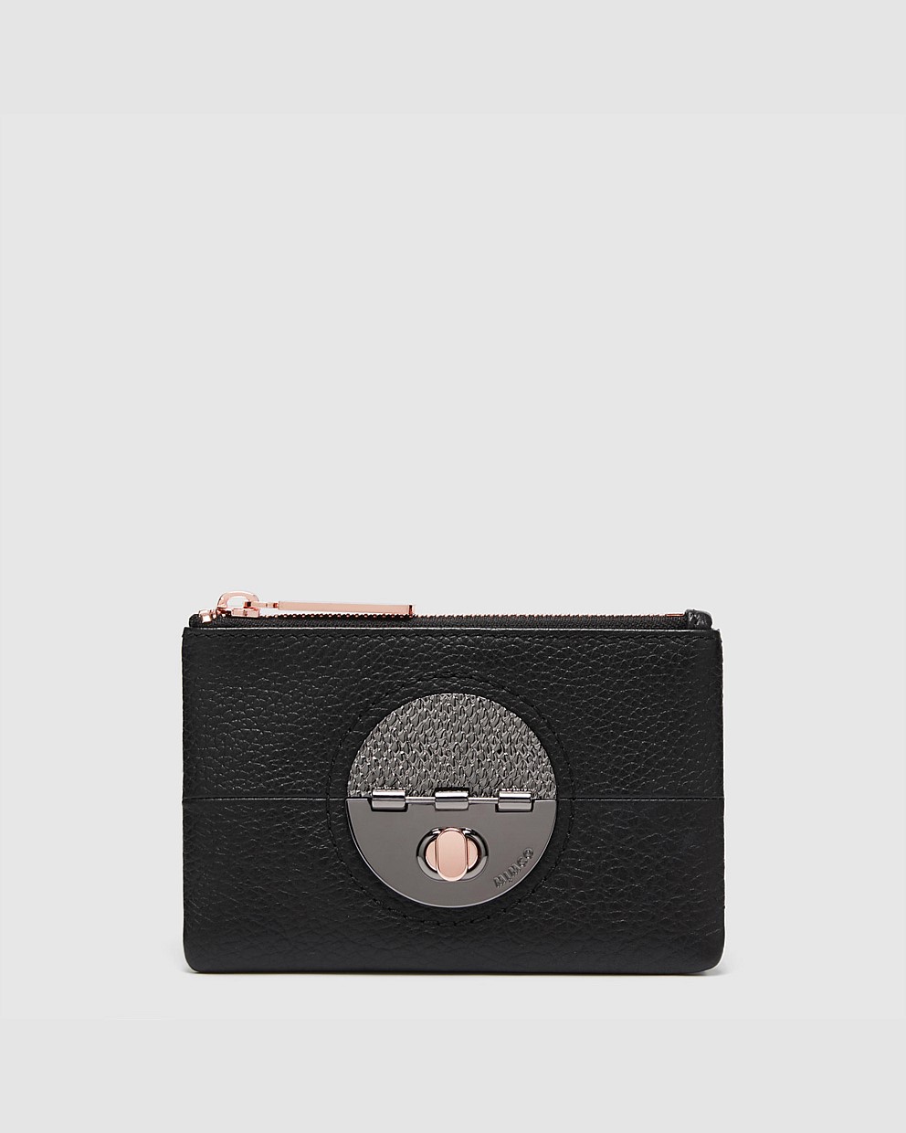Black Gunmetal TURNLOCK POUCH Wallets Mimco