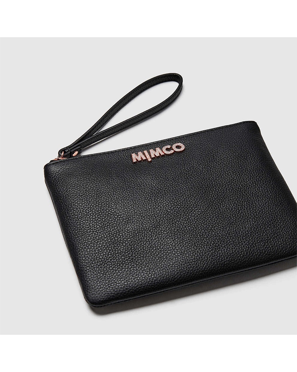 Black Rose Gold Shine Medium Pouch Pouches Mimco