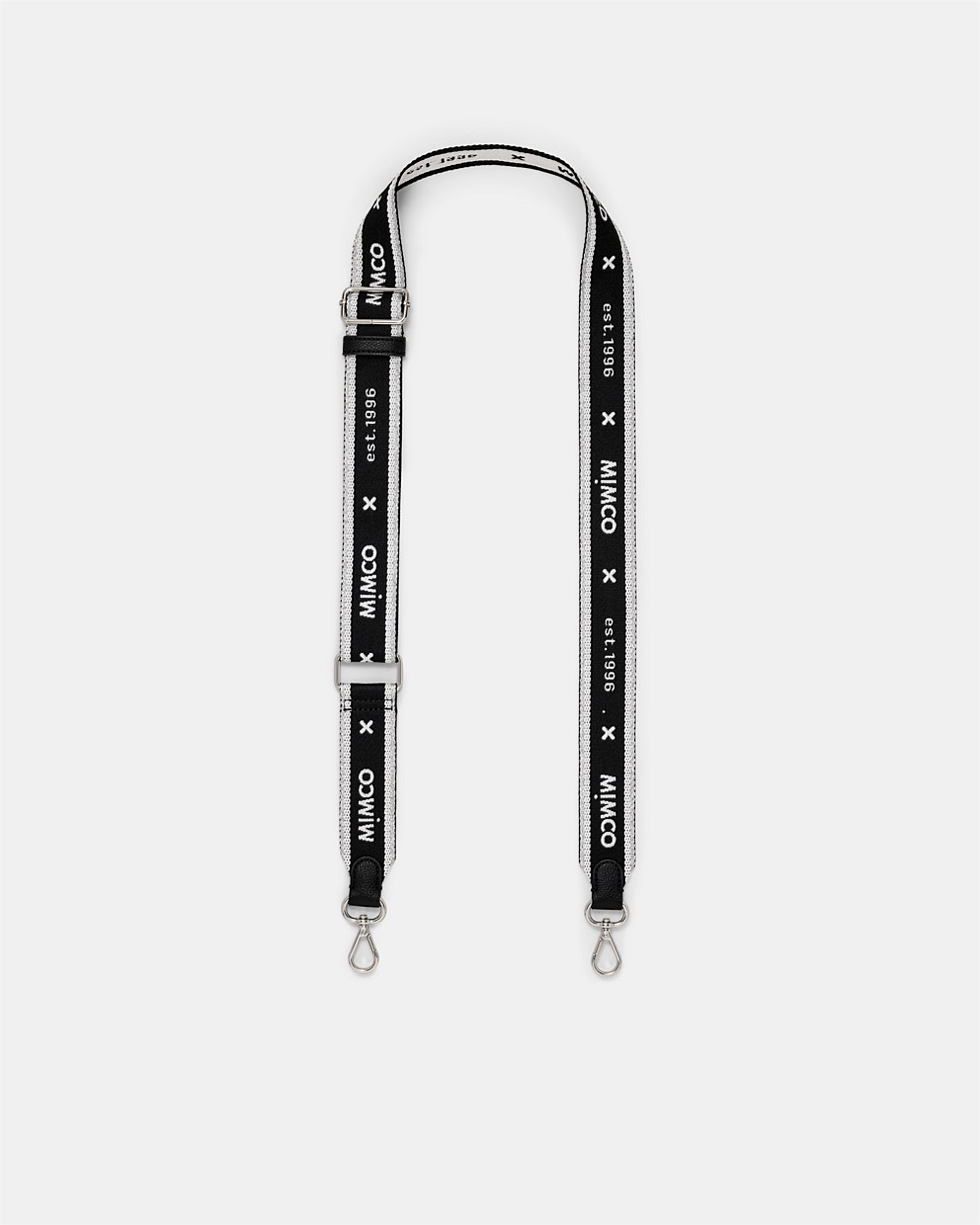 Black Silver Mim 96 Webbing Bag Strap - Crossbody Bag Straps | Mimco