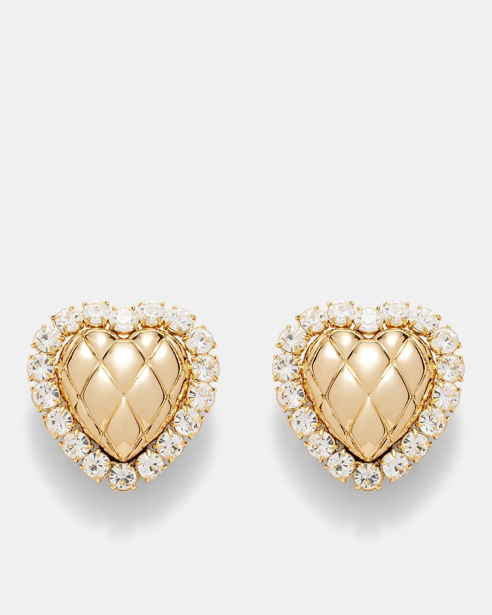 Paris Oversized Quilted Heart Clip On Earrings