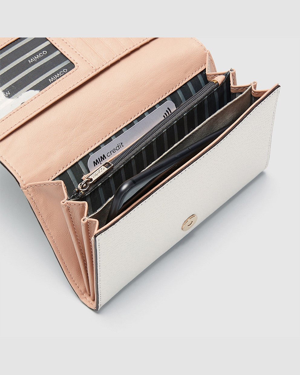 White EMBLEM EXTRA LARGE WALLET Sale Mimco