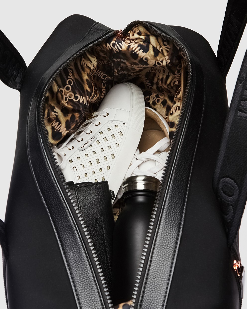 Black Rose Gold Serenity Gym Bag Overnight Bags Mimco