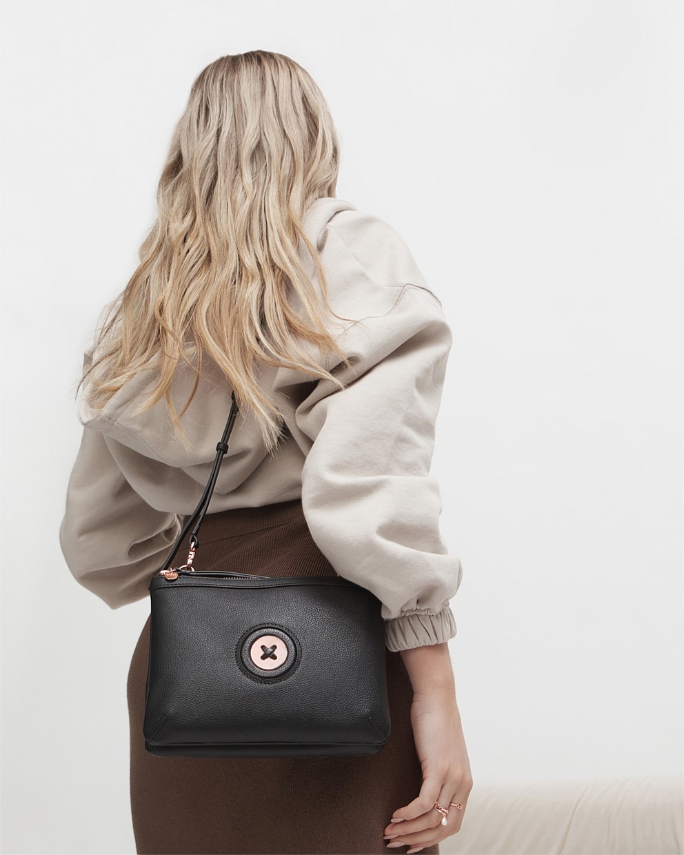 Black Rose Gold MimMazing Duo Cross Body Bag Crossbody Bags Mimco