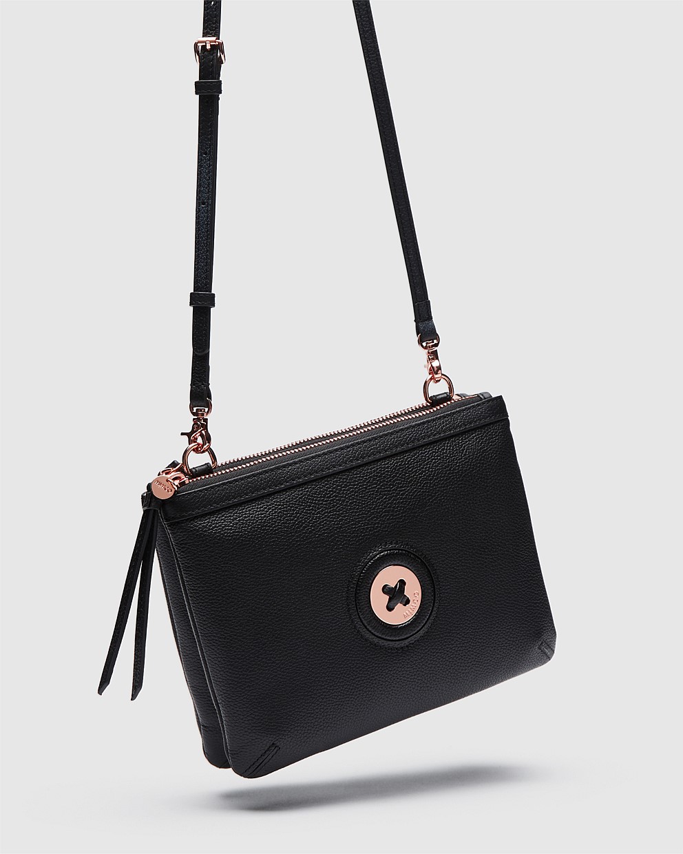 Black Rose Gold MimMazing Duo Cross Body Bag Crossbody Bags Mimco