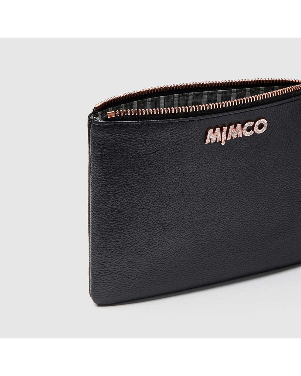 Black Rose Gold Shine Medium Pouch Pouches Mimco