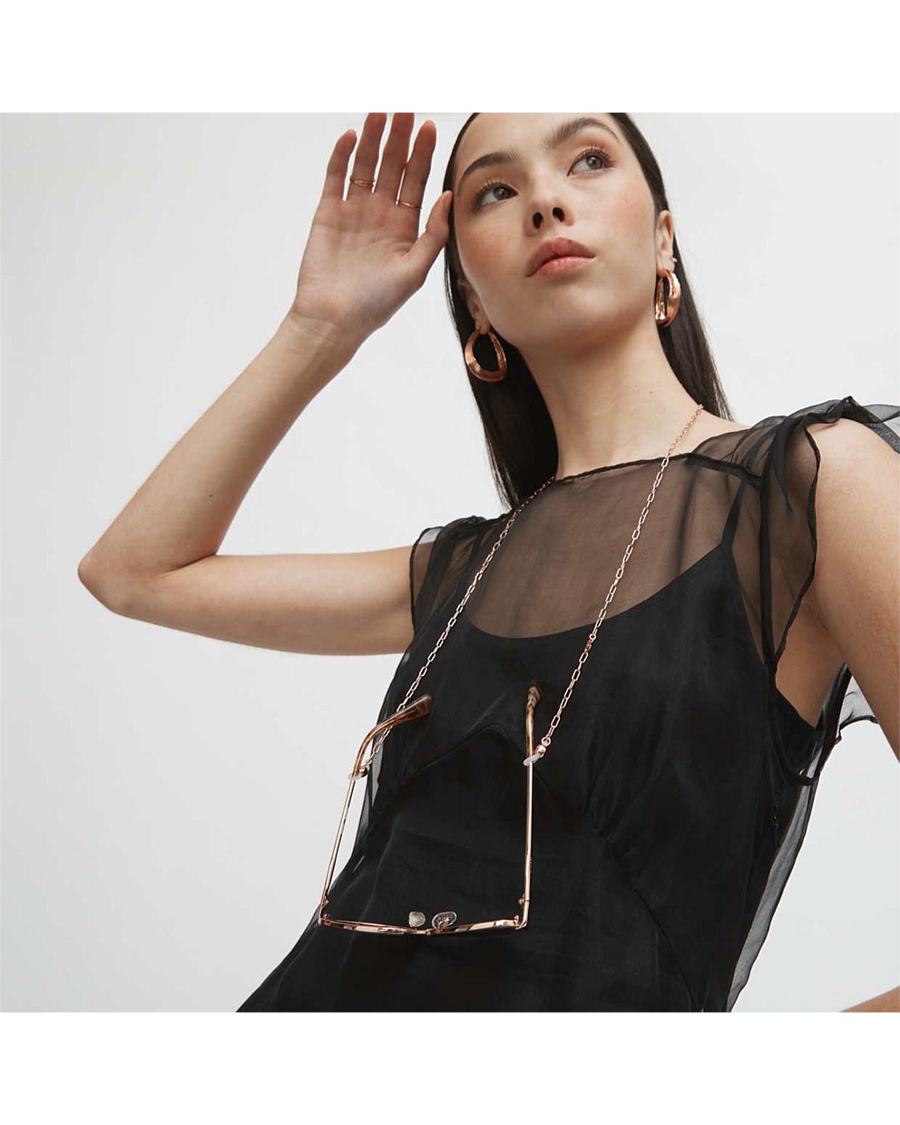 Rose Gold Unite Sunglasses Chain Sunglasses Mimco