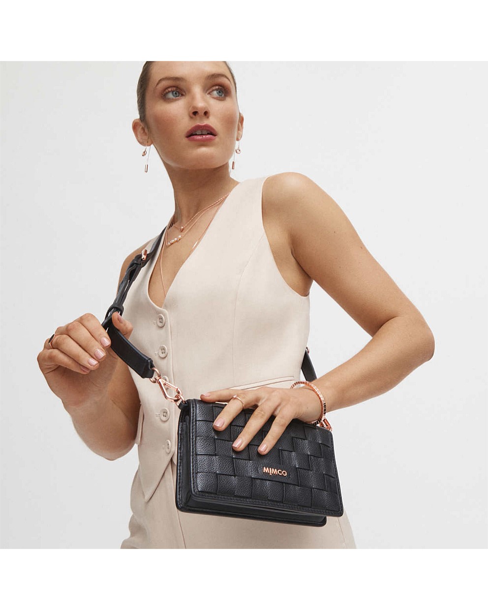 Black Rose Gold Believer Wallet Cross Body Bag Crossbody Bags Mimco