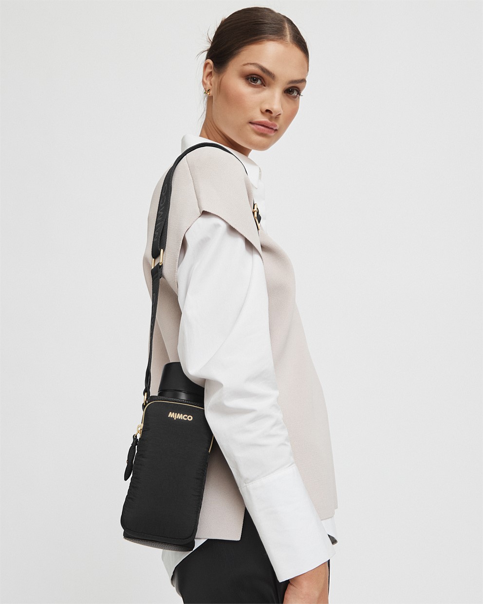 Black Light Gold Flight Drink Crossbody Bag Crossbody Bags Mimco