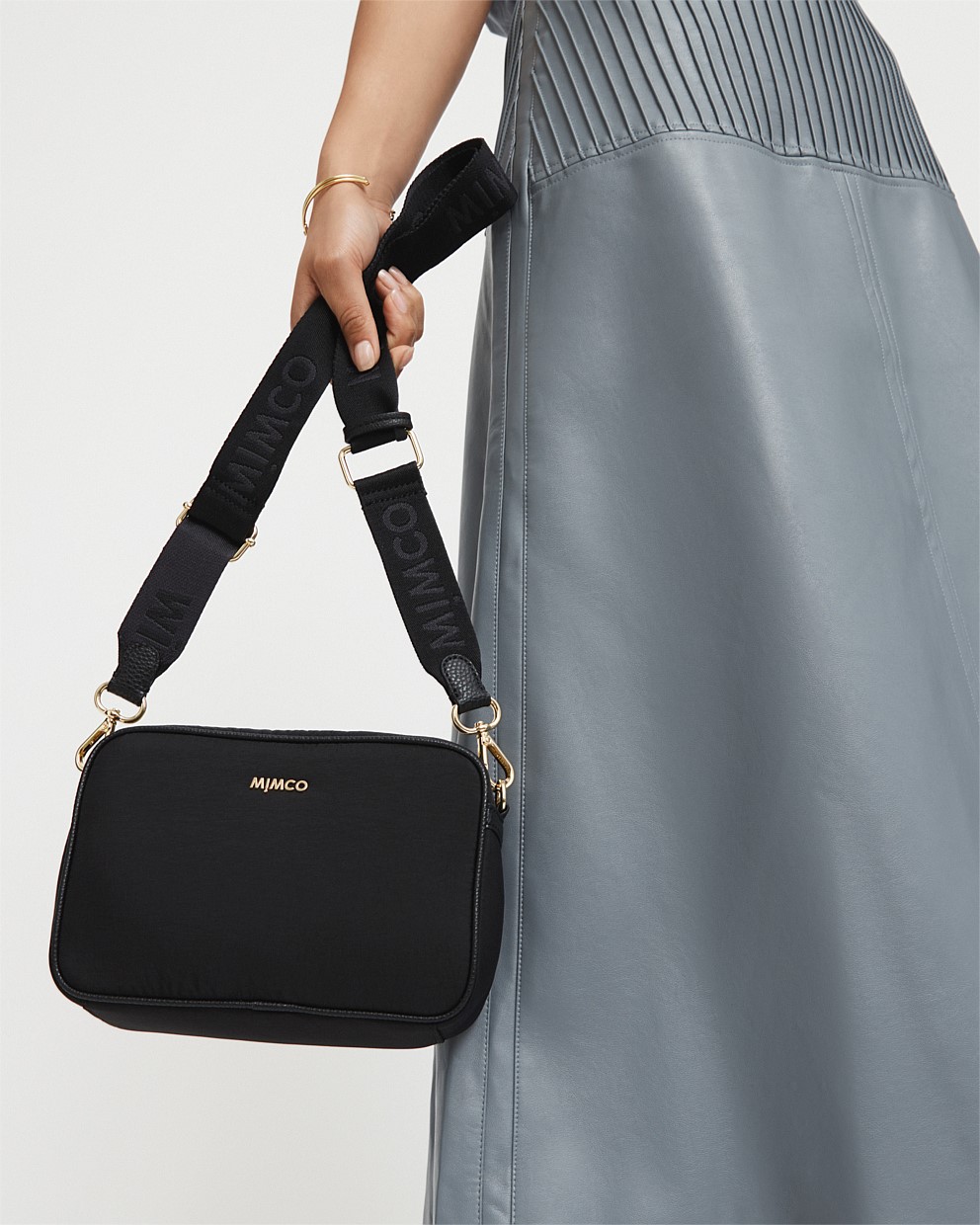 Black Light Gold Flight Camera Crossbody Bag Crossbody Bags Mimco