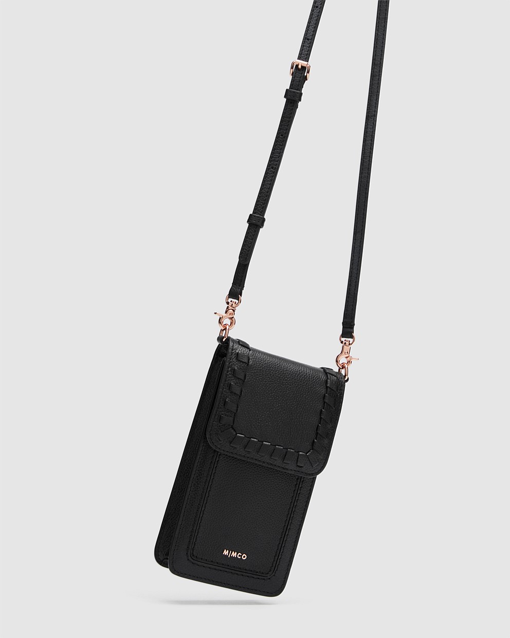 Black Rose Gold Piazza Tech Crossbody Bag Crossbody Bags Mimco