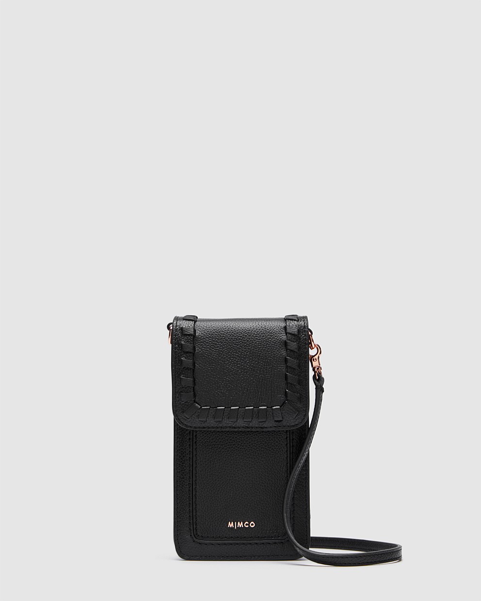 Black Rose Gold Piazza Tech Crossbody Bag Crossbody Bags Mimco