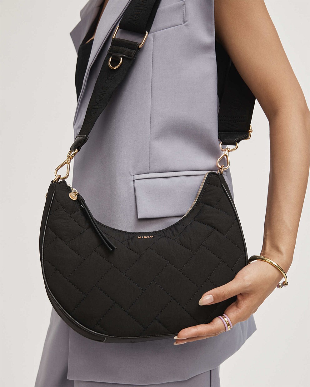 Black Light Gold Classico Crescent Vegan Crossbody Bag Crossbody Bags