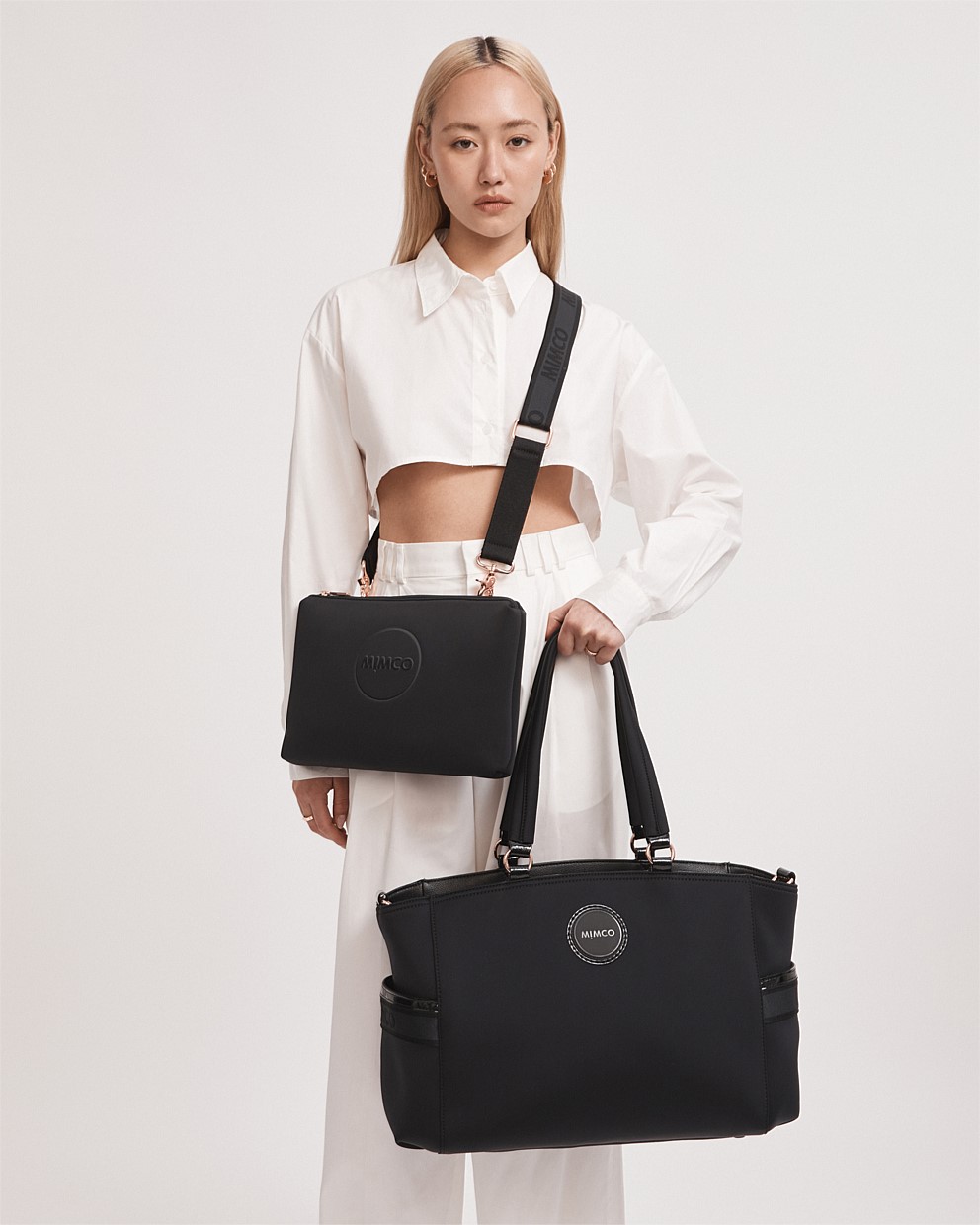 Black Rose Gold Serenity Baby Bag Bags Mimco