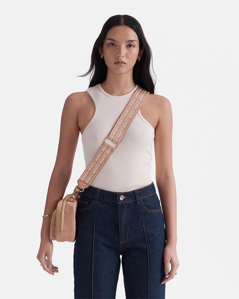 Almond Mim Duo Webbing Bag Strap - Crossbody Bag Straps | Mimco