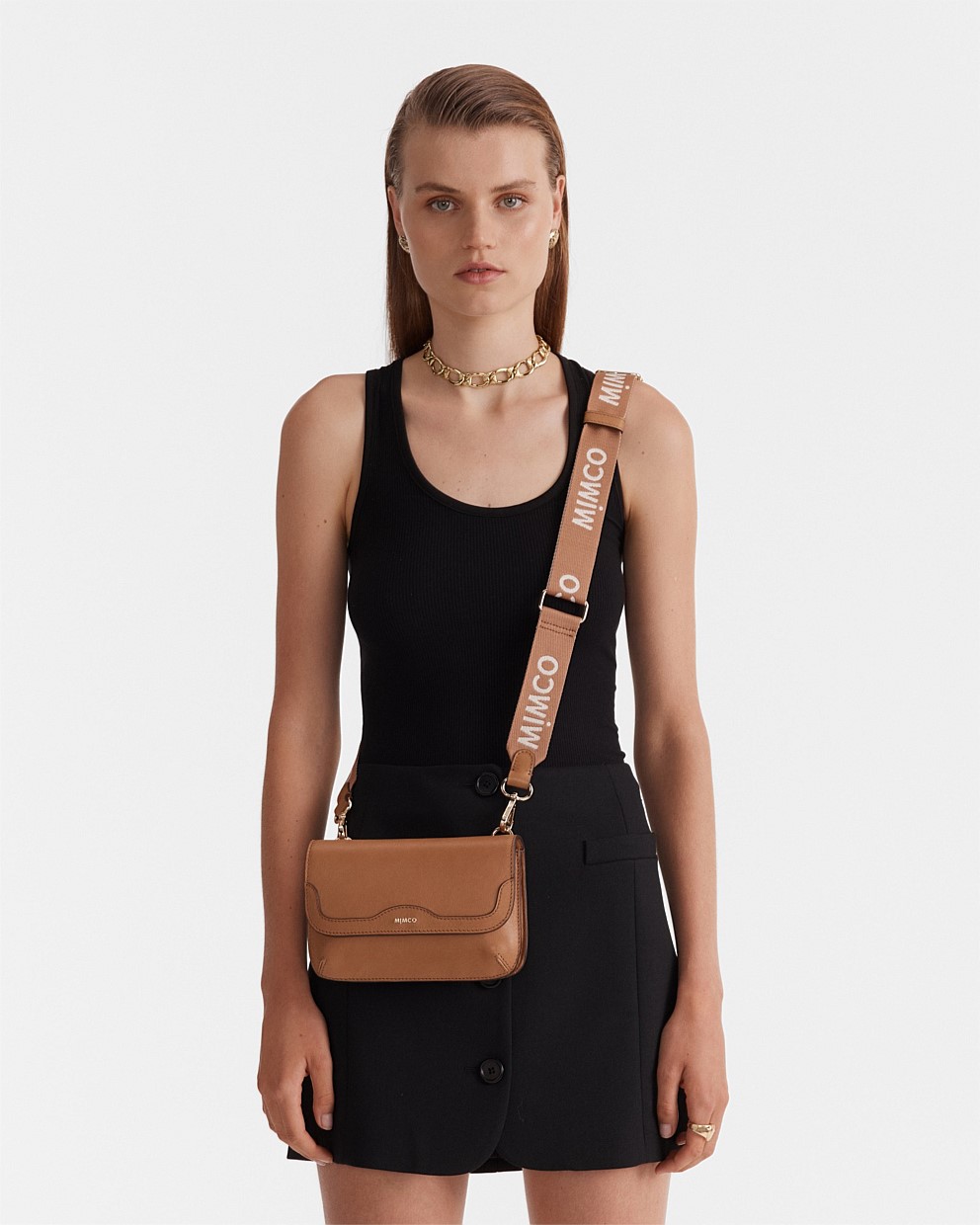 Caramel Jett Flapover Crossbody Bag - Crossbody Bags | Mimco