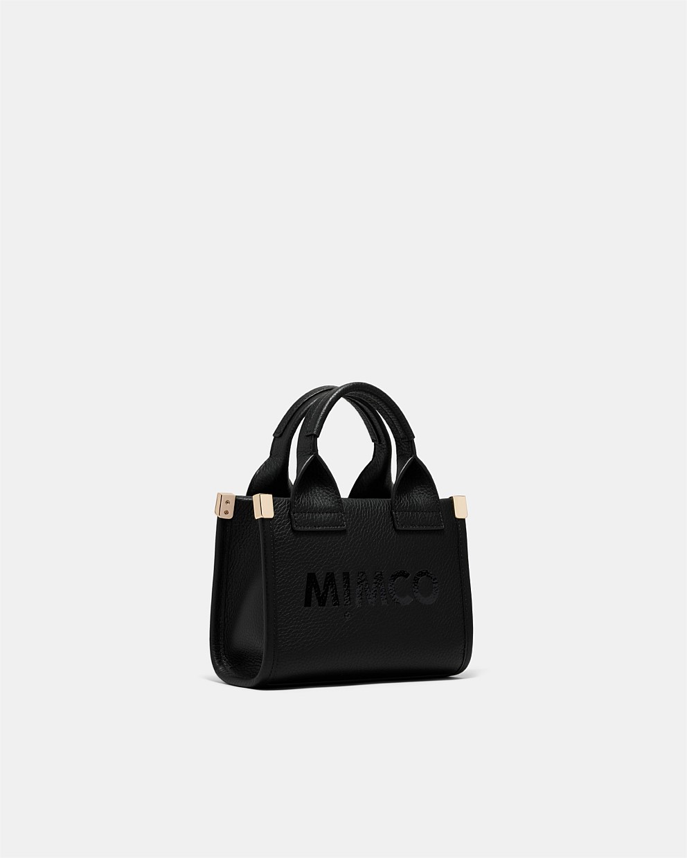 Black Light Gold Patch Leather Micro Tote Bag Crossbody Bags Mimco