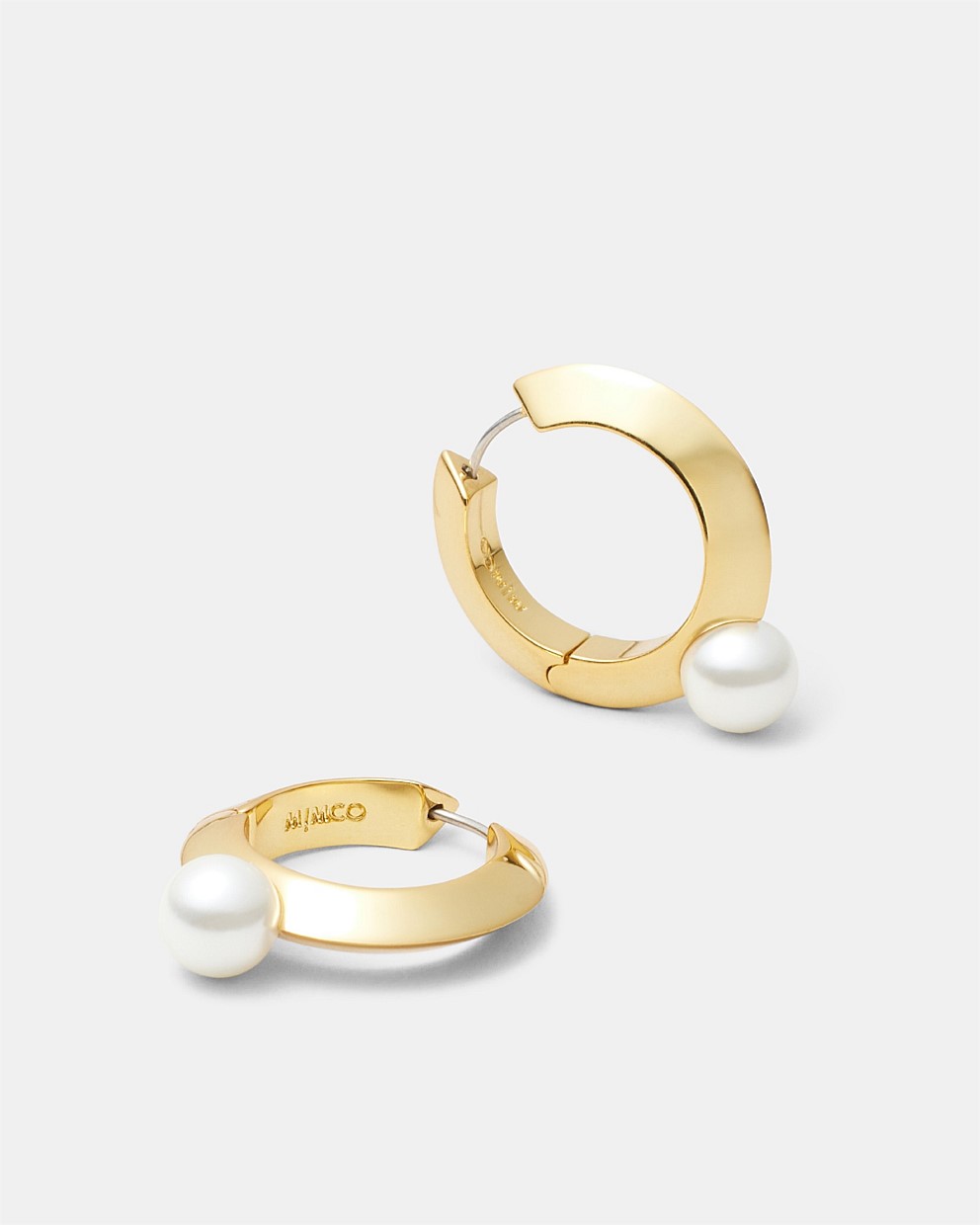 The Edge Pearl Huggie Hoop Earrings