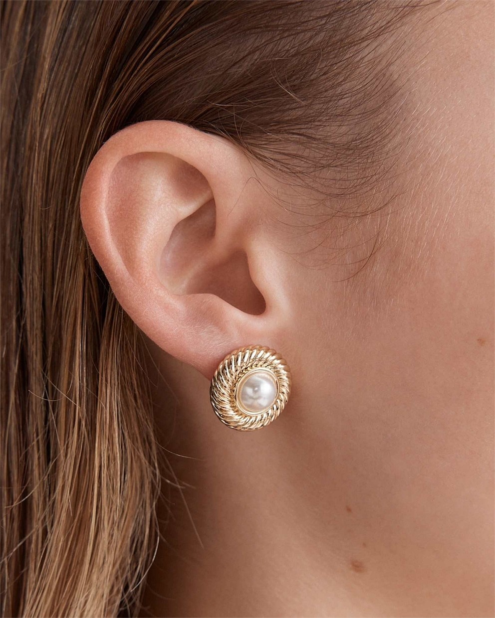 Spiralling Pearl Stud Earrings