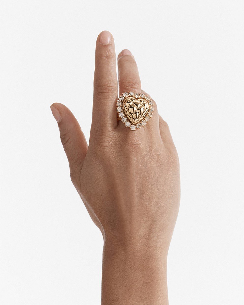 Paris Quilted Heart Cocktail Ring