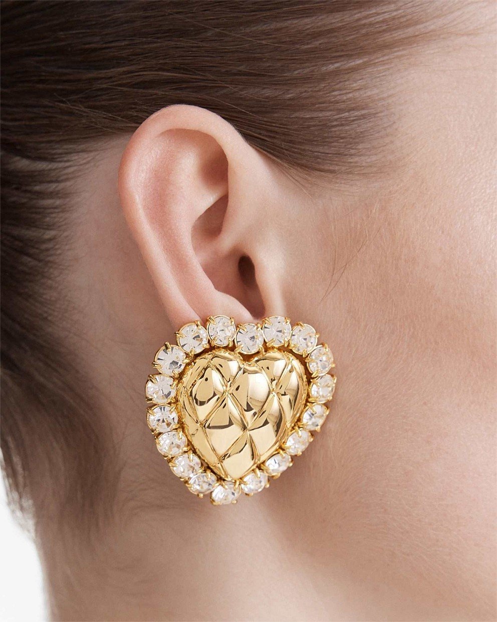 Paris Oversized Quilted Heart Clip On Earrings