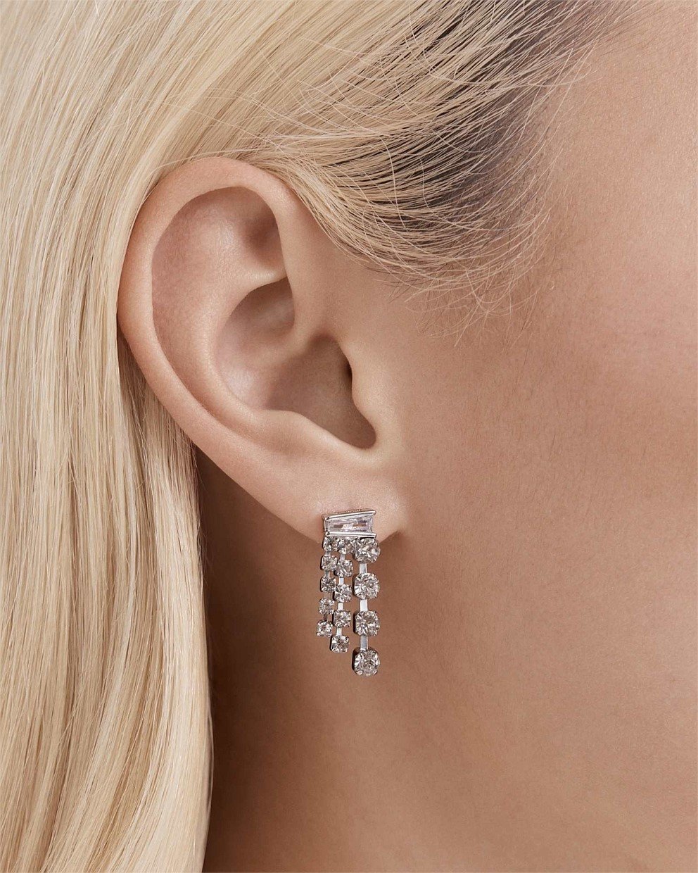 Crystalline Mini Fringe Stud Earrings