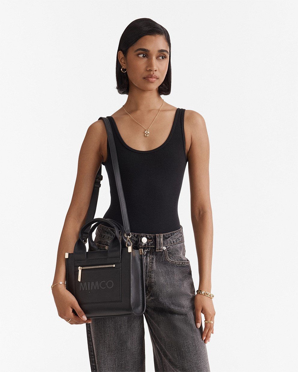 Patch Leather Mini Tote Bag