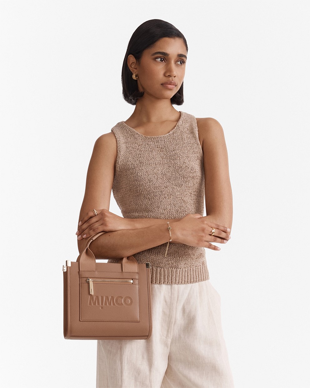Patch Leather Mini Tote Bag