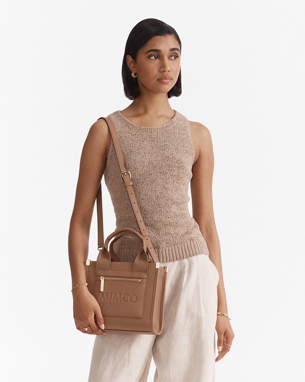 Patch Leather Mini Tote Bag