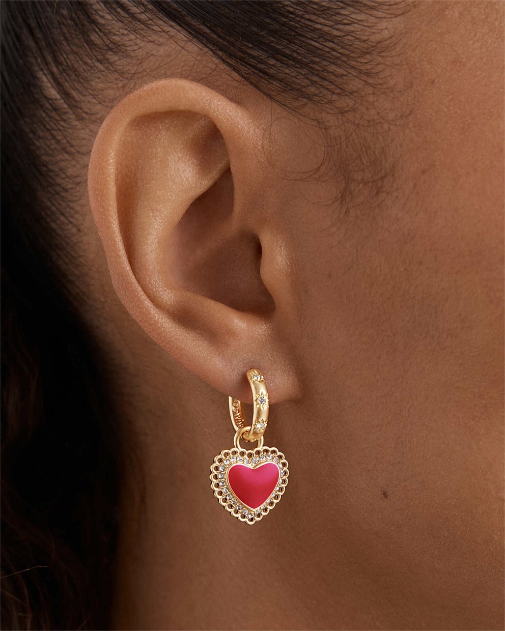 Lace Heart Hoop Earrings