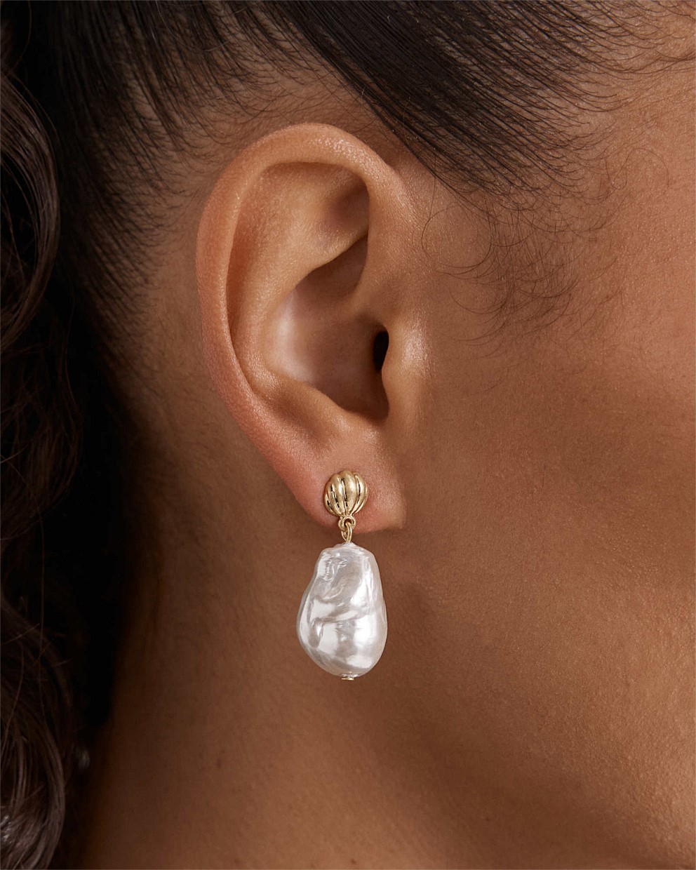 Gilded Pearl Drop Earrings