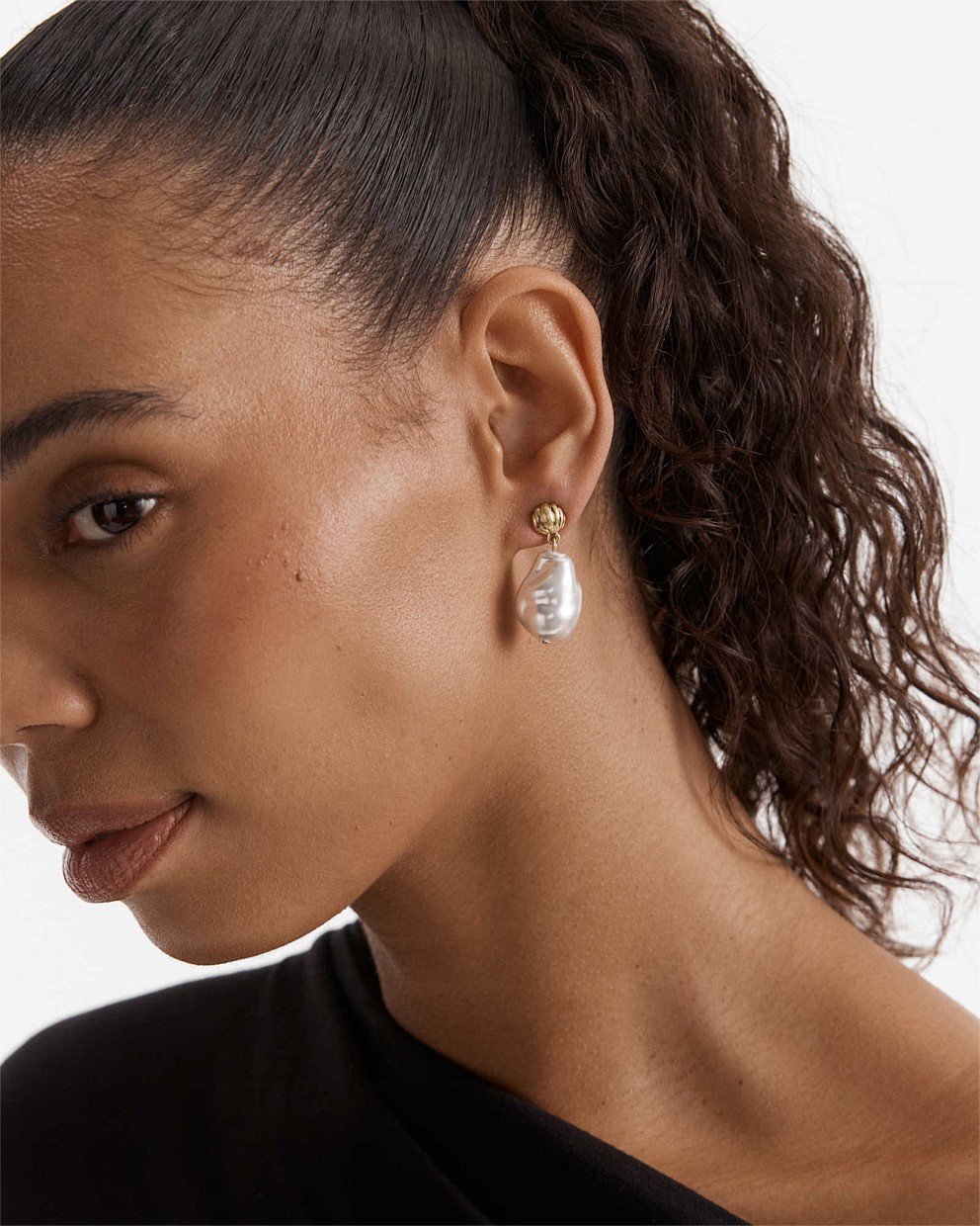 Gilded Pearl Drop Earrings