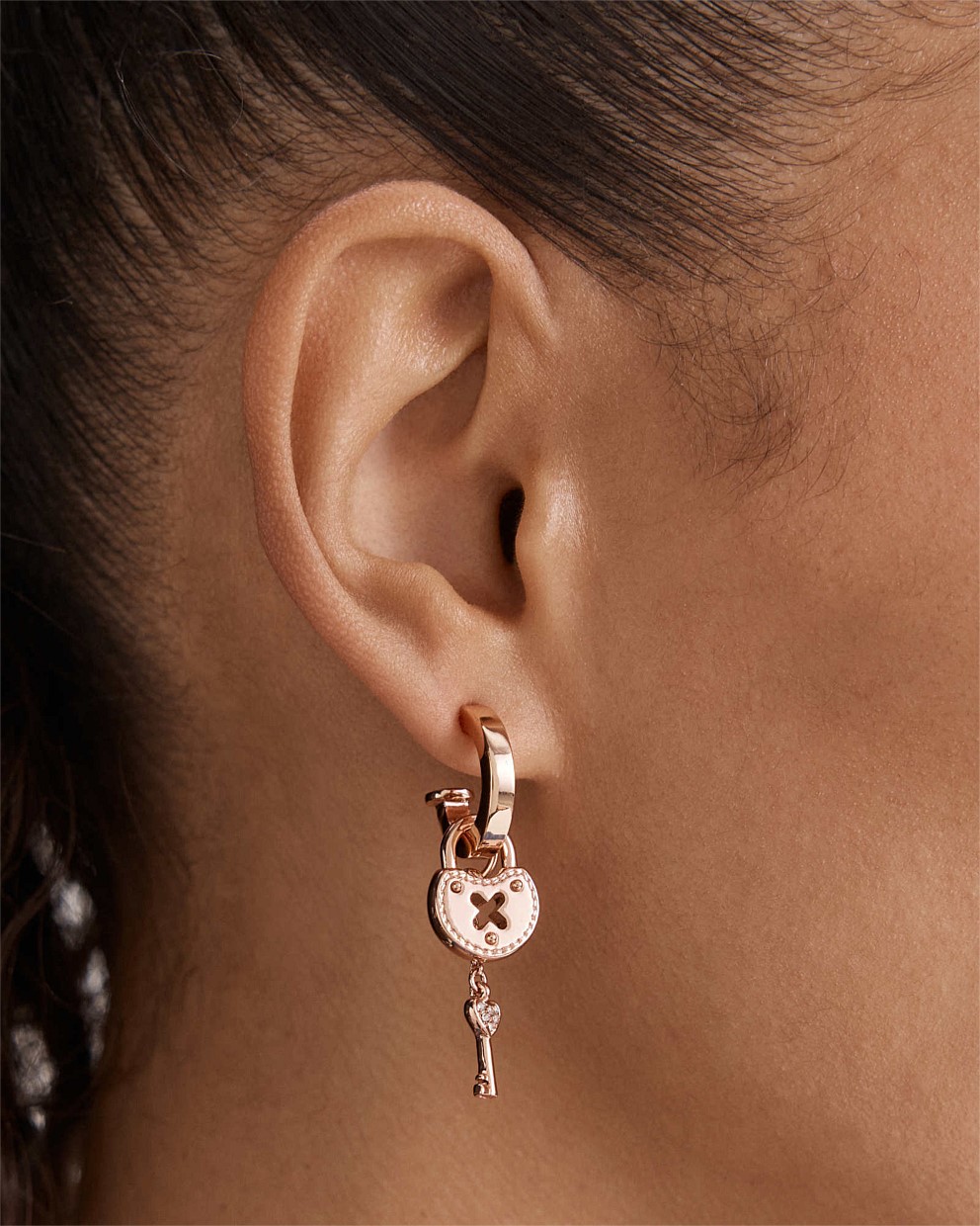 Lockette Charm Hoop Earrings