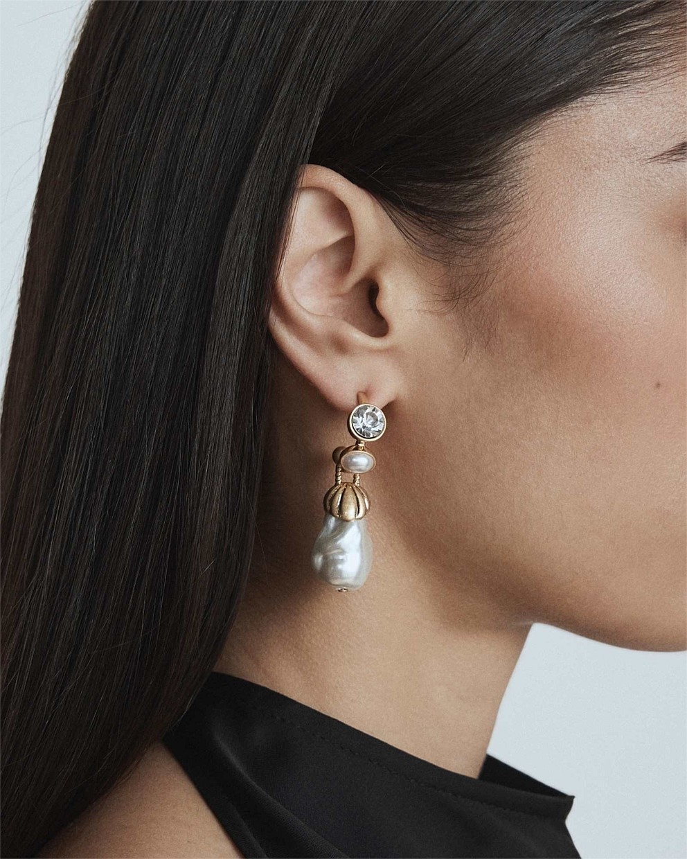 Gilded Pearl Hoop Earrings