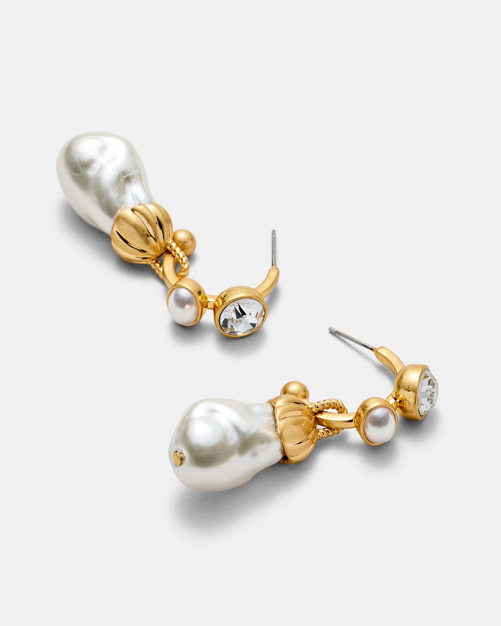 Gilded Pearl Hoop Earrings