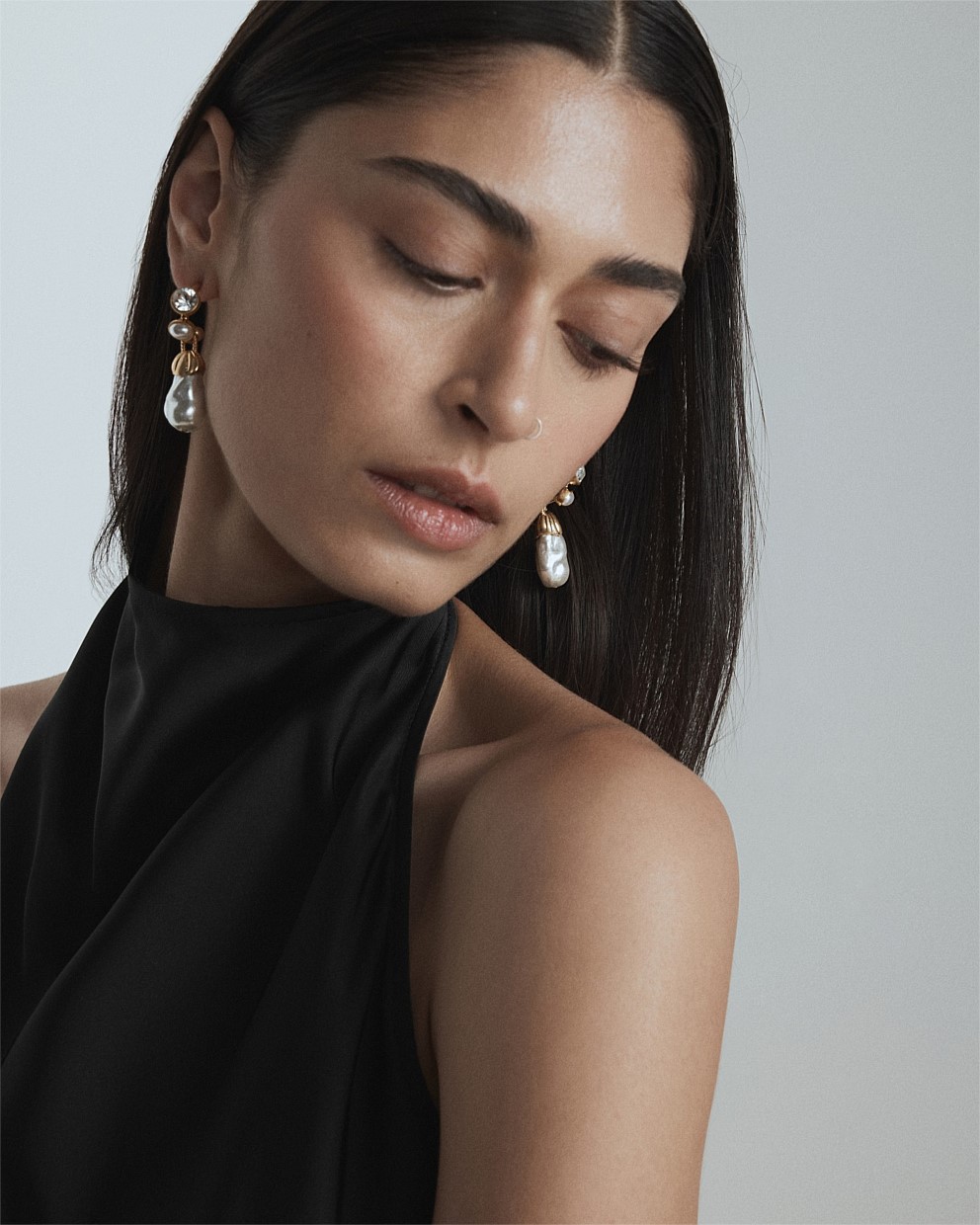 Gilded Pearl Hoop Earrings