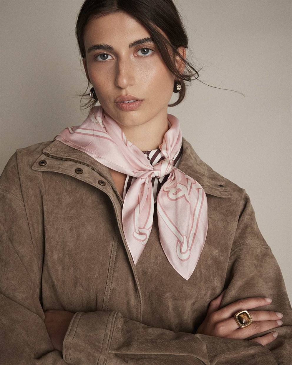 Mim Button Square Scarf